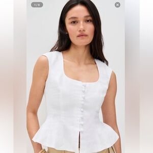 Reformation White Linen Cap Sleeve Blouse